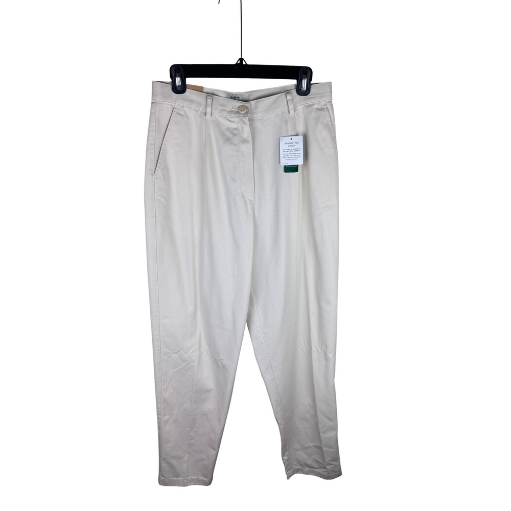 LL Bean Bayside Pants Womens 12 Medium Tall Original‎ Fit Wrinkle Free Stone NEW